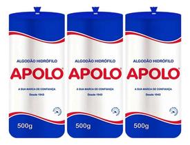 2X Kit Com 3 Algodão Hidrófilo Em Rolo 500G Apolo