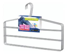 2X Kit Com 3 Cabides Para Calças Organizador Cromado Passeri