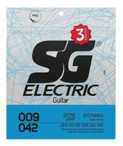 2X Kit Com 3 Encordoamentos Para Guitarra Sg Strings 09 Níqu