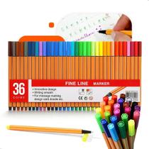 2X Kit Com 36 Canetas Fine Line Ponta Fina Canetinhas Colori