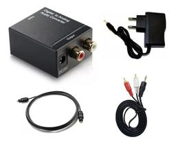 2X Kit Conversor De Audio Optico Digital Para Rca Home E Som 2X Kit Conversor De Audio Optico Digital Para Rca Home E Som