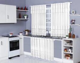 2X Kit Cortinas De Cozinha Em Renda P/Janela E Pia Renda Tul 2X Kit Cortinas De Cozinha Em Renda P/Janela E Pia Renda Tul