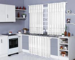 2X Kit Cortinas De Cozinha Em Renda P/Janela E Pia Renda Tul 2X Kit Cortinas De Cozinha Em Renda P/Janela E Pia Renda Tul