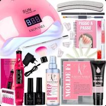 2X Kit De Unhas Polygel Pincel Prep Top Coat Molde F1 Comple