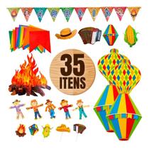 2X Kit Decoração Luxo Festa Junina São João Arraial Quermess 2X Kit Decoração Luxo Festa Junina São João Arraial Quermess