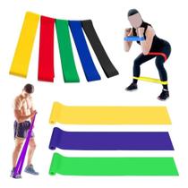 2X Kit Elastico Treino Band 8 Peças Pilates Fisioterapia 1,5
