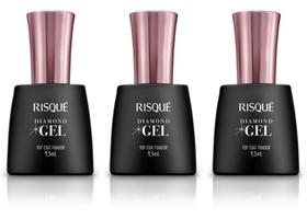 2X Kit Esmalte Risque Diamond Gel Top Coat Fixador 3 Unidade