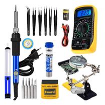 2X Kit Ferro De Solda 60W Ajuste Temperatura Multimetro 17Pc