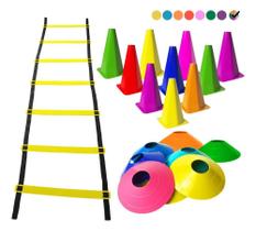 2X Kit Funcional Treino Agilidade 10 Cones + 10 Pratos + Esc