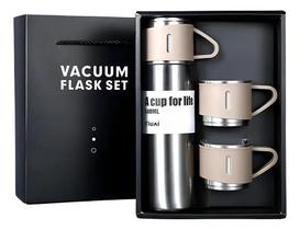 2X Kit Garrafa Térmica + 3 Xícaras Canecas Quente Frio Vácuo 2X Kit Garrafa Térmica + 3 Xícaras Canecas Quente Frio Vácuo