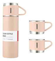 2X Kit Garrafa Térmica 500Ml Tampa Copo Com 2 Copos Individu