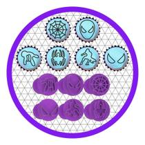 2X Kit Homem Aranha Teia Rosto Carimbo Brigadeiro Docinho 2C