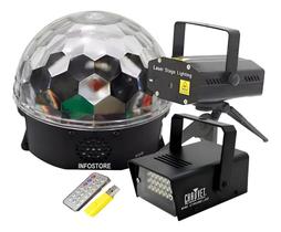 2X Kit Iluminação Festa Dj Balada Globo Magic Projetor E Str