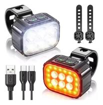 2X Kit Lanterna E Farol Bicicleta Led Potente Recarregavel 2X Kit Lanterna E Farol Bicicleta Led Potente Recarregavel