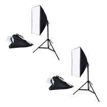 2x Kit Luz Contínua Softbox 50x70cm + Tripé 2m E27 Estúdio