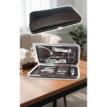2x Kit Manicure Completo Aço Inox 12 Peças Estojo Elegante