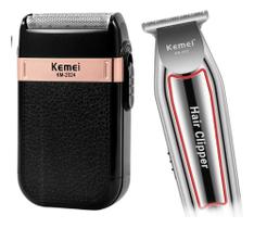 2X Kit Maquinas Corte Cabelo Barba Kemei 032 Shaver Kemei 20