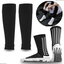 2X Kit Meia Antiderrapante E Meião Canelito Cortado Sem Pé