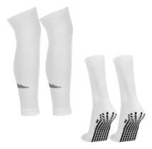 2X Kit Meia Antiderrapante E Meião Cortado Canelito Sem Pé