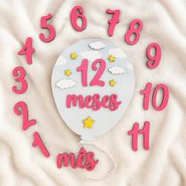 2X Kit Mesversário Balão E Nuvens Para 12 Meses De Fotos Beb 2X Kit Mesversário Balão E Nuvens Para 12 Meses De Fotos Beb