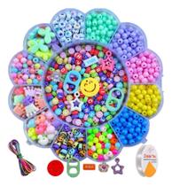 2X Kit Miçangas Infantil Para Montar Pulseiras Colar Bijuter 2X Kit Miçangas Infantil Para Montar Pulseiras Colar Bijuter