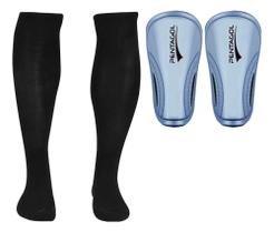 2X Kit Par Meião Futebol Infantil Juvenil Caneleira Criança