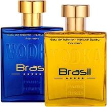 2X Kit Perfume Vodka Brasil Azul E Amarelo 100Ml