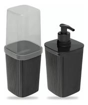 2X Kit Pia Banheiro Porta Escova Dental Sabonete Sabão Liqui