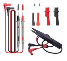 2X Kit Ponta De Prova Cabo Multímetro Jacaré Pinça Agulha Fi