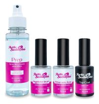 2X Kit Prep Spray + Regulador Ph + Primer Sem Ácido + Top Co