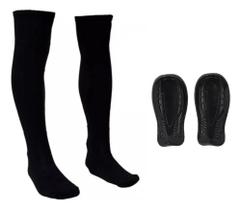 2X Kit Profissional Meião Futebol Caneleira Adulto Juvenil34