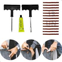 2X Kit Reparo Pneu Furo Remendo Carro Moto + Refil Macarrão