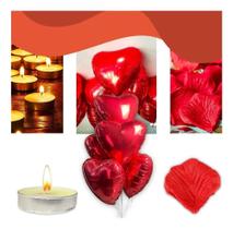 2X Kit Romântico - 400 Pétalas De Rosas + 12 Velas + 7 Balõe