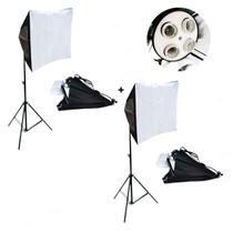 2x Kit Softbox 50x70 Cm Quadruplo Luz Contínua + Tripé 2m