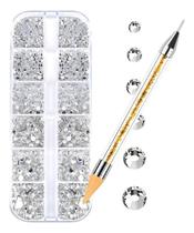 2X Kit Strass Unhas Prata + Caneta Aplicadora De Pedrinhas N