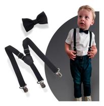 2X Kit Suspensório E Gravata Infantil Pajem Eventos Casament