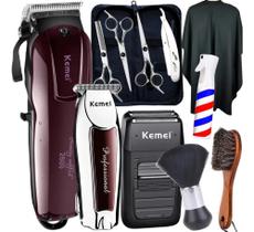 2X Kit Tesoura Profissional Maquina Cortar Cabelo Jl Eletro