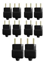 2X Kit Tomadas Pino Prensa Cabo 2P 10A Preto Pct C/10Unid Il