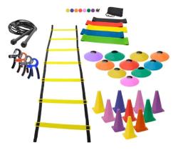 2X Kit Treino Funcional Agilidade 10 Cones 10 Chapeu Escada