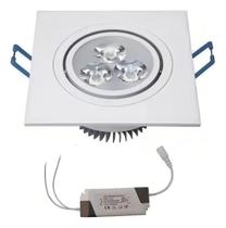 2X Lâmpada Led 3W Spot Quadrado Embutir Branco Frio