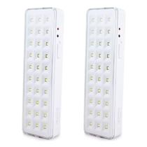2x Lâmpadas Luminária Emergência 30 Led Litio Branca Fria