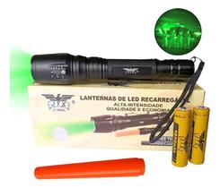 2X Lanterna Tática Jy-8668L Luz Led T6 Verde Caça Pesca + Ba