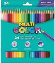 2X Lápis De Cor 24 Cores Pintar E Desenhar Multicolor Ecoláp