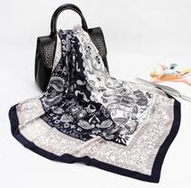 2X Lenço Feminina Pescoço Echarpe Cetim Estampas 90X90Cm 2X Lenço Feminina Pescoço Echarpe Cetim Estampas 90X90Cm