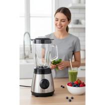 2x Liquidificador 700W 1,5L Copo Vidro Inox Preto Potente