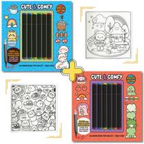 2x Livro Colorir Bobbie Goods Cute & Comfy Bold Easy Especial (12 marcadores ponta dupla) - Vol. 1 e 2 Camelot