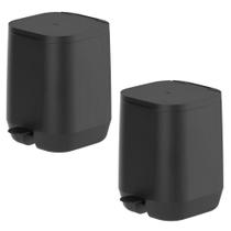 2x Lixeira Cozinha Banheiro 6L Ou Aura Com Pedal Preto