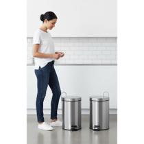 2x Lixeira Inox 5L Pedal Antiderrapante Elegância Prateada