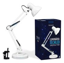 2X Luminária De Mesa Articulável Branca Abajur Techled Estud