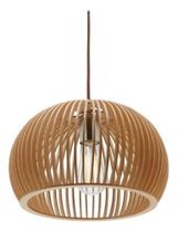 2X Lustre Luminária De Madeira Pendente Bola Teto Rustico Md